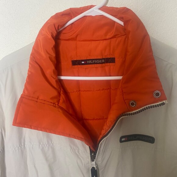 Vtg Tommy Hilfiger Reversible Puffer Jacket Mens XL Beige & Orange Outdoor Utili - Picture 5 of 16